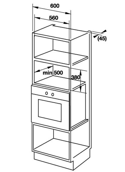 Kích thước Lò vi sóng Hafele HM-B38A 535.34.000