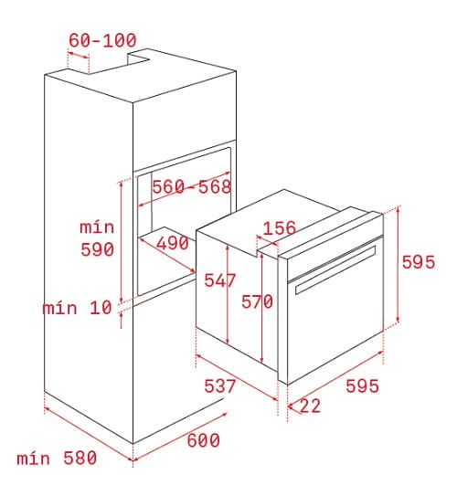 Ảnh bản vẽ kỹ thuật của lò nướng Teka HSB 610