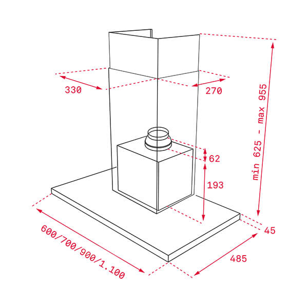 Ảnh bản vẽ kỹ thuật máy hút mùi Teka DLH 986T