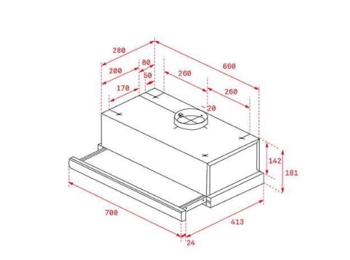 Máy hút mùi âm tủ Teka TLR2 72 SS có kích thước nhỏ gọn, dễ lắp đặt