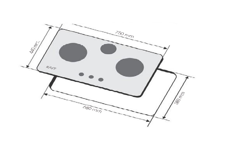 Bếp gas âm 3 lò Kaff KF-3210