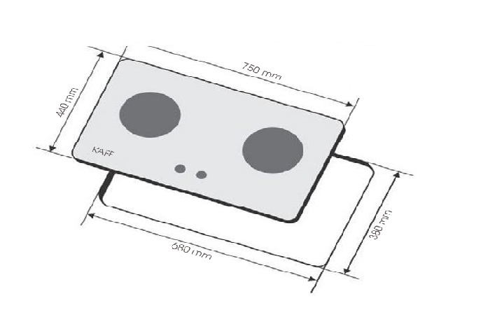 Bếp gas âm 2 lò Kaff KF-6680