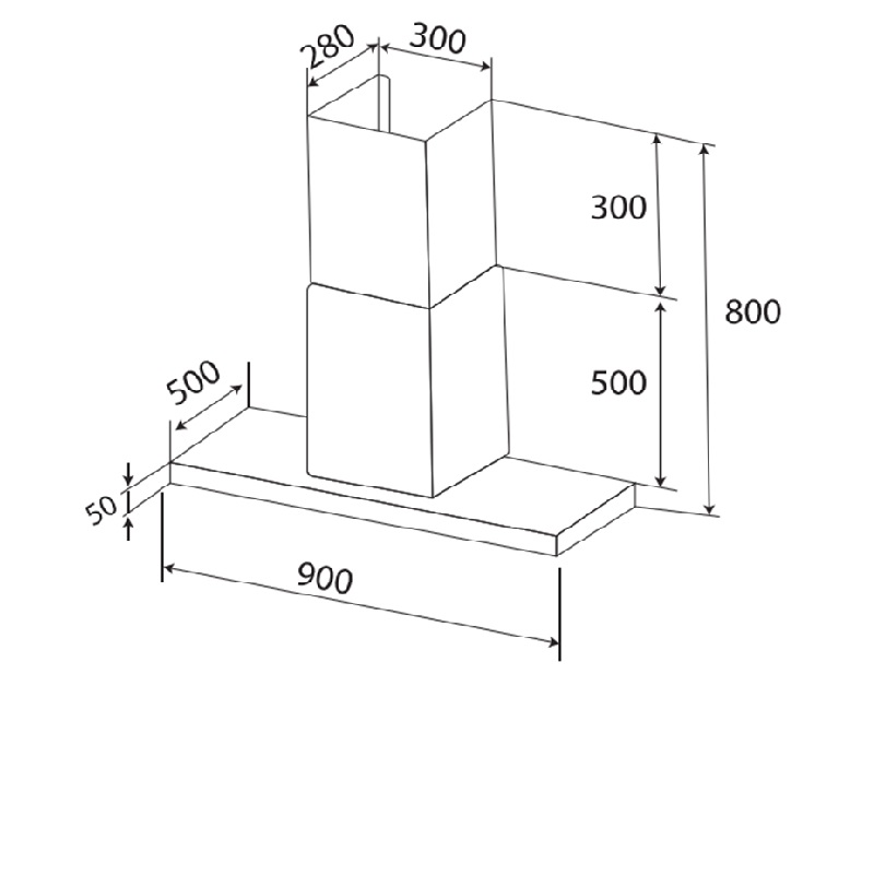 Máy hút mùi tự động dạng vát Kaff KF-90RH0