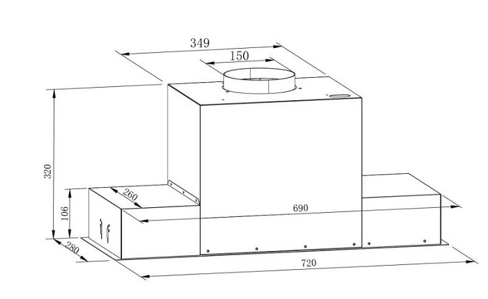 Máy hút mùi tự động dạng vát Kaff KF-BI70PR0