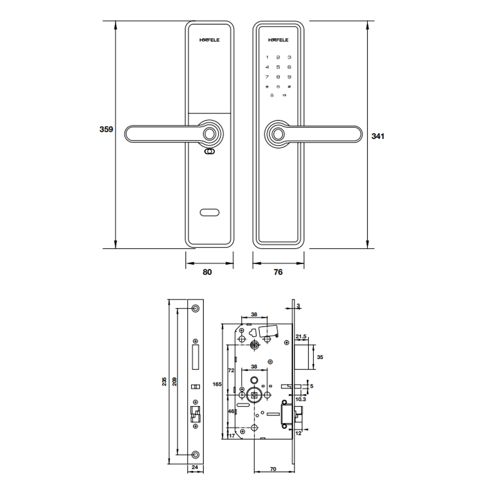 Khóa điện tử Hafele DL7600 912.20.2300