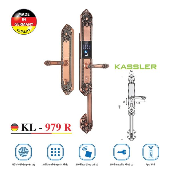 Khóa điện tử Kassler KL 979 R APP/ Khóa vân tay tân cổ