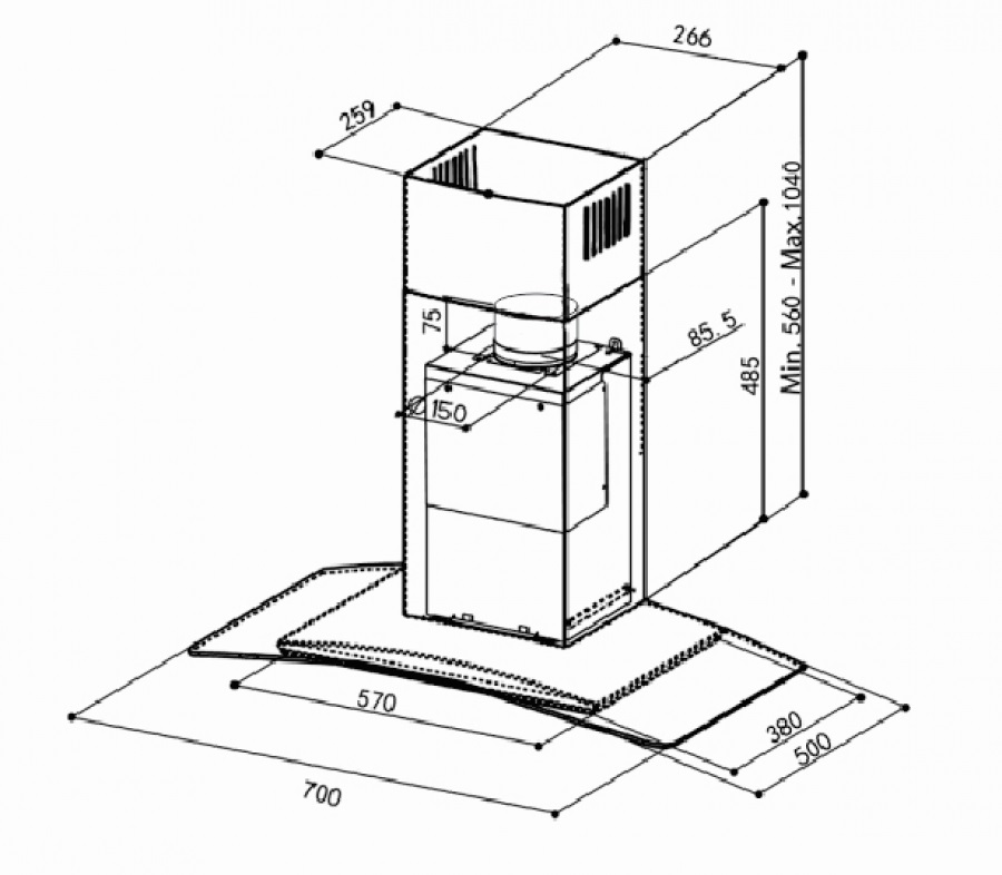 Máy hút khử mùi Faber FB Tratto -BL-A700