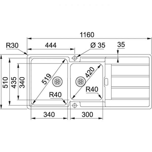 Chậu rửa chén bát FRANKE HDX 624 REV0