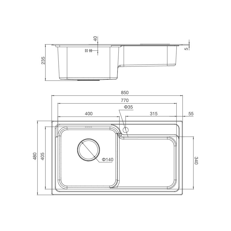 Chậu rửa chén Malloca MS 1028 N0