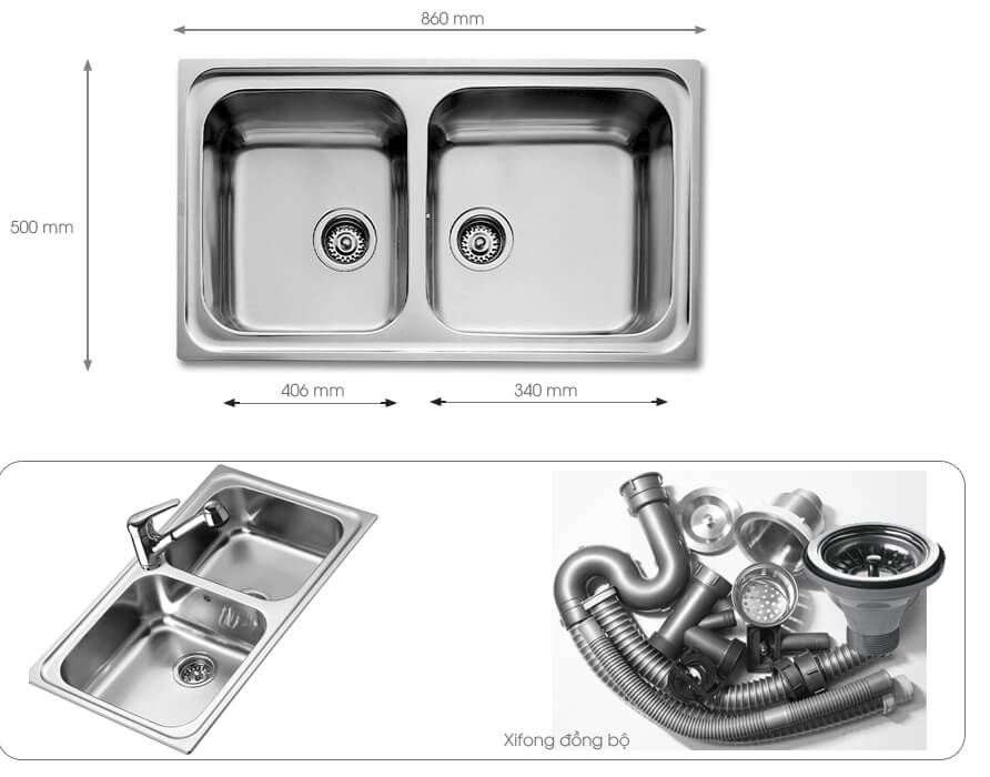 Chậu rửa bát teka được làm chủ yếu từ inox sáng bóng, bền đẹp