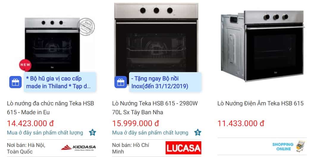 Giá bán lò nướng Teka HSB 615 trên websosanh