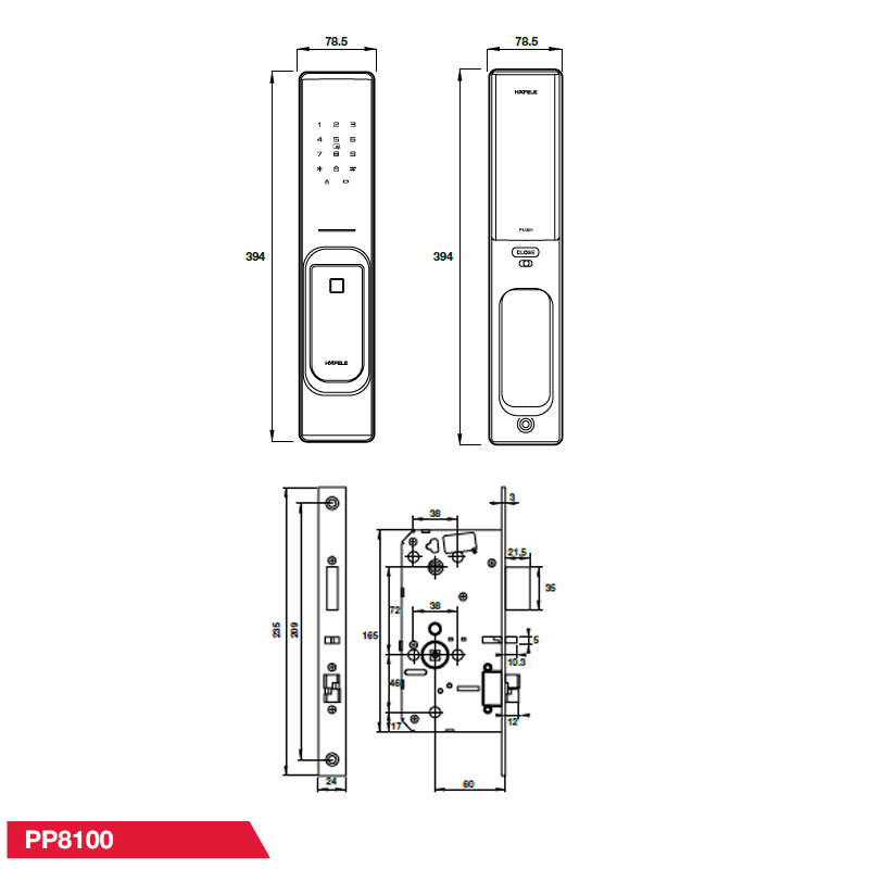 Khóa điện tử Hafele PP8100 912.20.2600