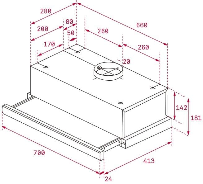 Thông số chi tiết của máy hút mùi âm tủ TEKA TL 7420