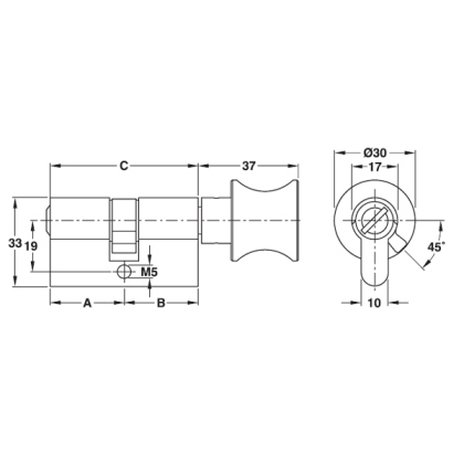 Ruột khóa cho cửa phòng vệ sinh Hafele 916.08.925, 71mm Đồng thau0