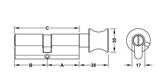 Ruột khóa cho cửa phòng vệ sinh Hafele 916.64.292, 66, mm Đồng thau0