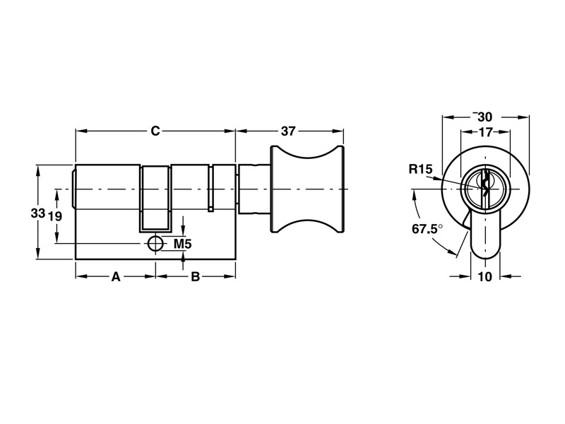 Ruột khóa 1 đầu chìa, 1 đầu vặn Hafele 916.64.928, 81, mm Đồng thau0