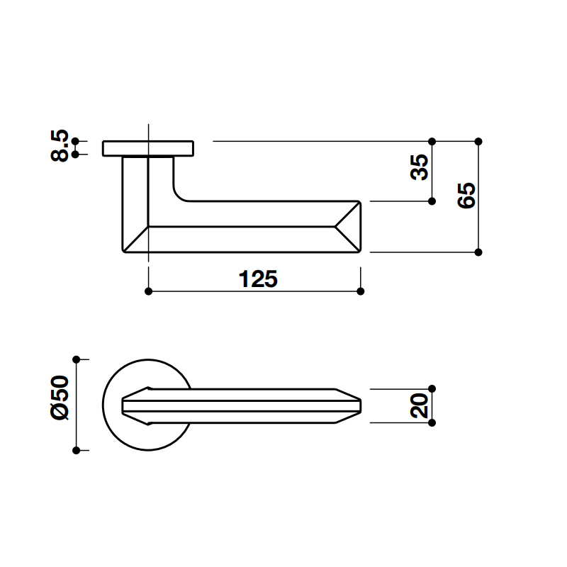 Tay nắm gạt có nắp che H3 Hafele 901.78.2820