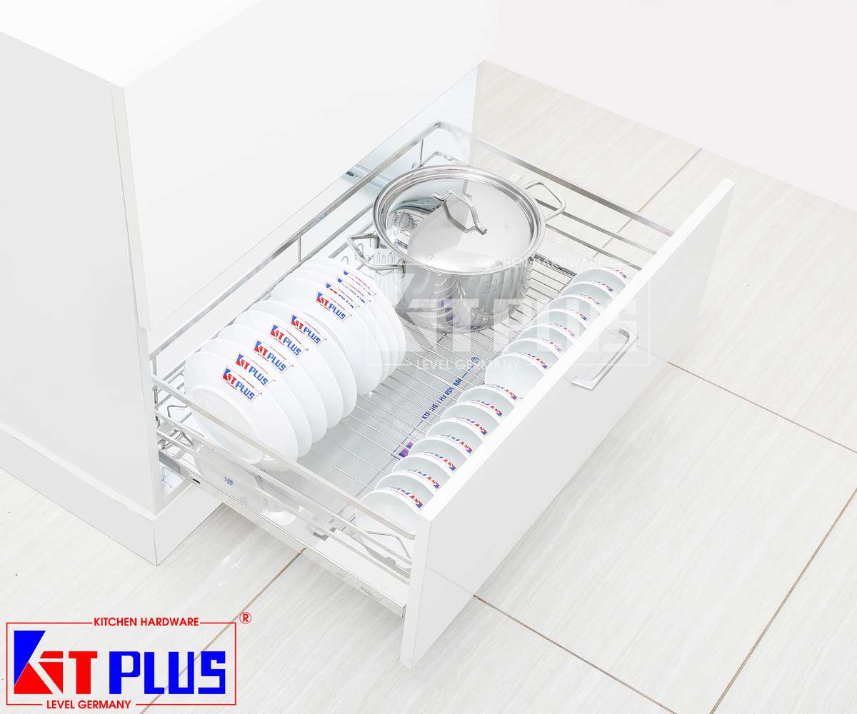 Giá xoong nồi, bát đĩa đa năng nan dẹt inox mờ Kit Plus BM VIP.700