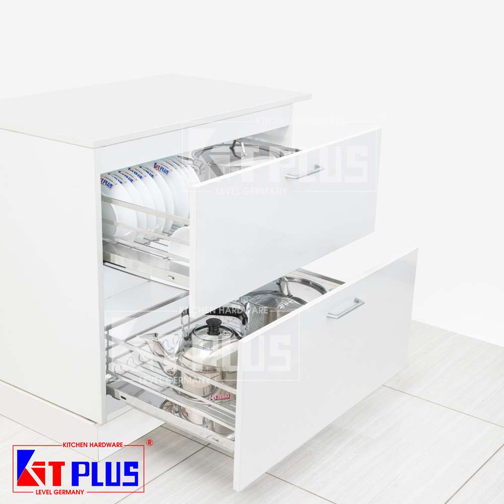 Giá xoong nồi, bát đĩa đa năng nan dẹt inox mờ Kit Plus BM VIP.900