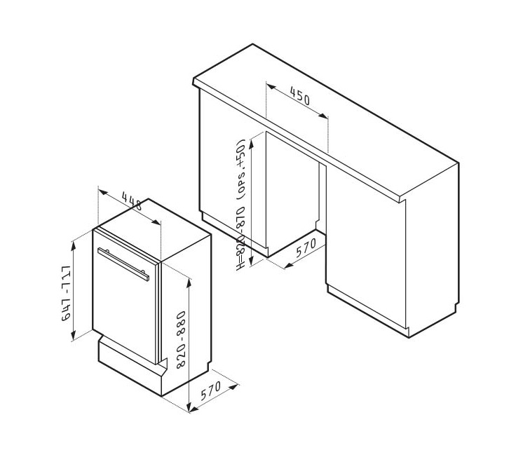 Máy rửa chén âm tủ PYRAMIS – DWF45FI1