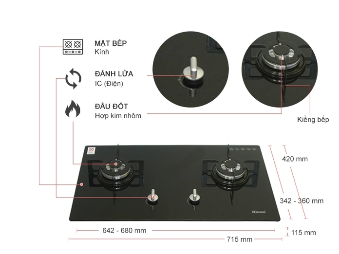 Bếp ga Rinnai RVB-212BG