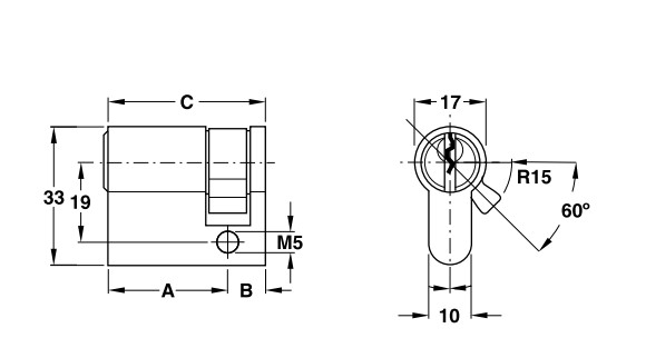 Ruột khóa 1 đầu Hafele 916.00.600, 55.5mm Đồng thau0