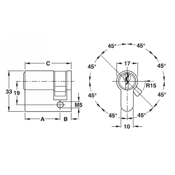 Ruột khóa 1 đầu Hafele 916.00.654, 50,5mm Đồng thau0