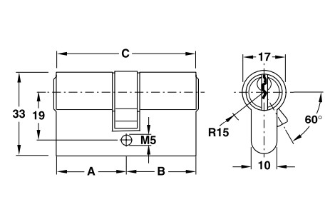 Ruột khóa 2 đầu Hafele 916.08.448, 101mm Đồng thau0