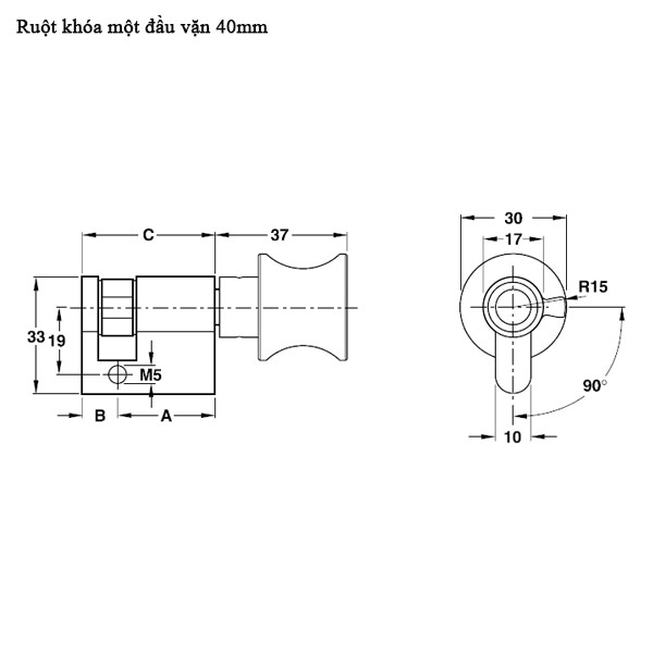 Ruột khóa 1 đầu vặn Hafele 916.96.207, 40mm Đồng thau0