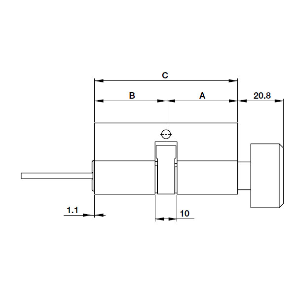 Ruột khóa 1 đầu chìa, 1 đầu vặn oval Hafele 916.96.315, 70mm Đồng thau0