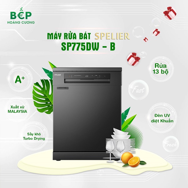 Máy rửa bát Spelier SP 775 DW-B, model mới nhất của Spelier