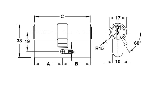 Ruột khóa 2 đầu Hafele 916.00.007, 63mm Đồng thau0