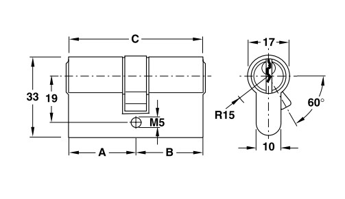 Ruột khóa 2 đầu Hafele 916.00.018, 81mm Đồng thau0