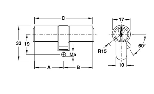 Ruột khóa 2 đầu Hafele 916.00.022, 91mm Đồng thau0