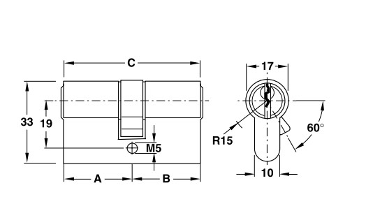 Ruột khóa 2 đầu Hafele 916.95.116, 65mm Đồng thau0