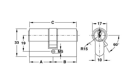 Ruột khóa 2 đầu Hafele 916.96.007, 60mm Đồng thau0