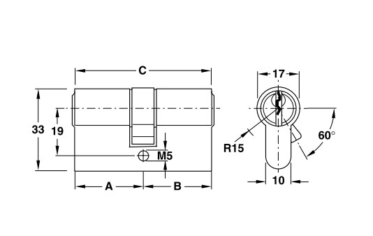 Ruột khóa 2 đầu Hafele 916.96.010, 65mm Đồng thau0