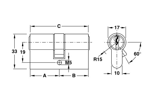 Ruột khóa 2 đầu Hafele 916.96.600, 60mm Đồng thau0