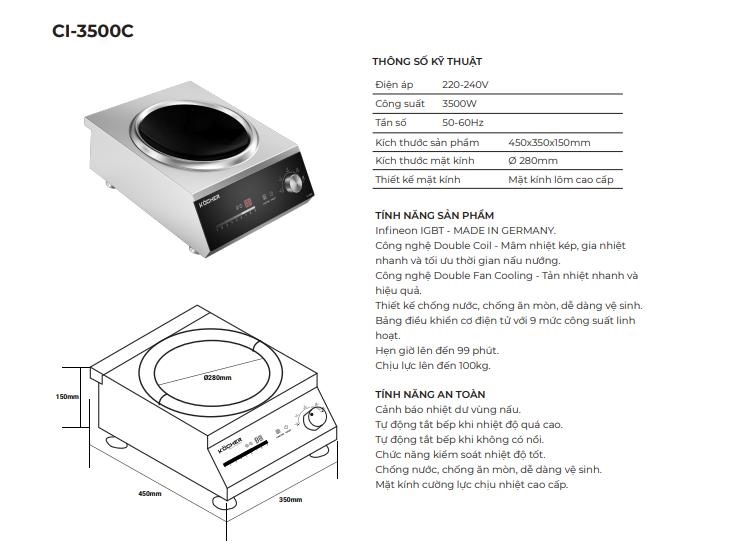 Bếp từ công nghiệp Kocher CI-3500C