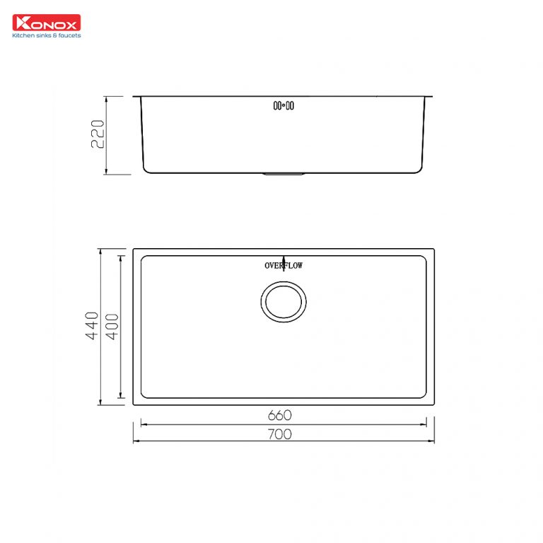 Chậu rửa bát Konox chống xước Workstation Sink – Undermount Sink KN7044SU Dekor0