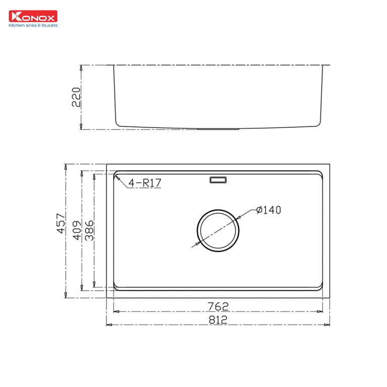 Chậu rửa bát Konox chống xước Workstation Sink – Undermount Sink KN8146SU Dekor0