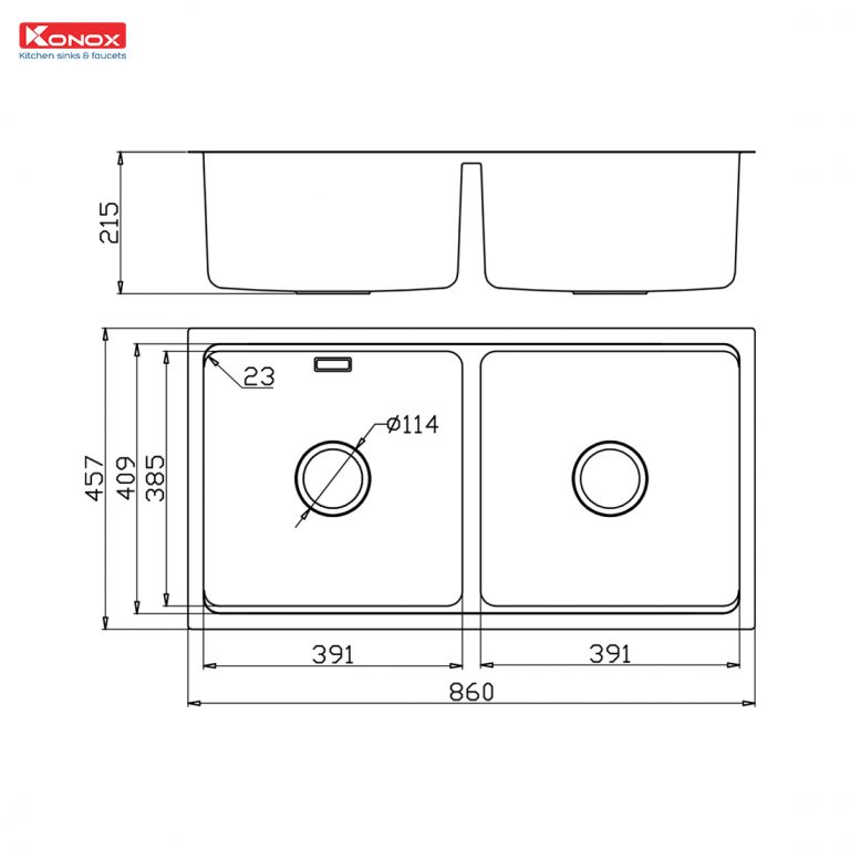 Chậu rửa bát Konox chống xước Workstation Sink – Undermount Sink KN8646DU Dekor0