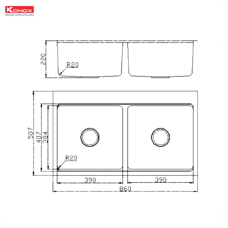 Chậu rửa bát Konox chống xước KN8651TD Dekor0