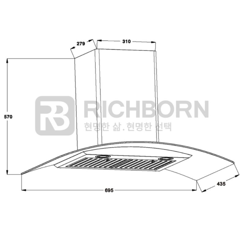 Máy hút mùi áp tường Richborn RHA70GFGS0