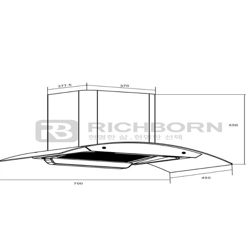 Máy hút mùi áp tường Richborn RHA70GHMB0