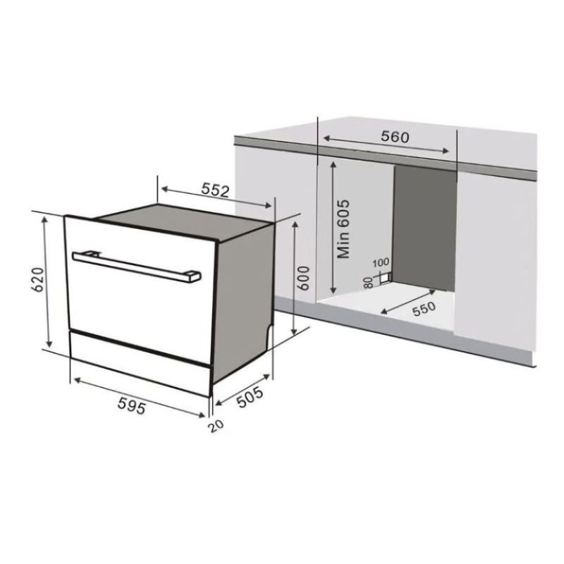 Máy rửa bát bán âm Richborn RBDG6064MQ2