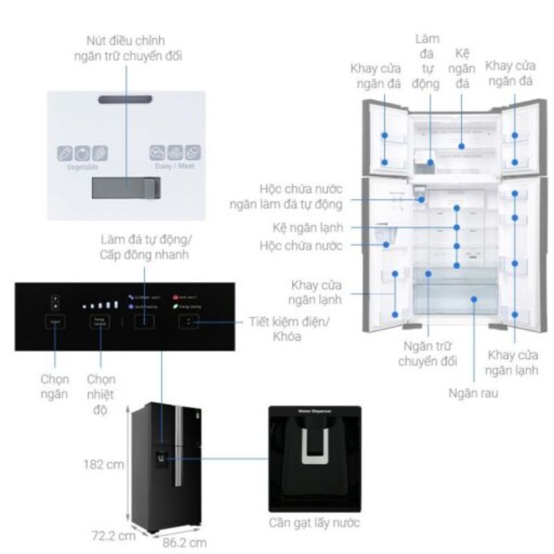 Tủ lạnh 4 cánh Inverter 540 lít Hitachi FW690PGV7X GBK2