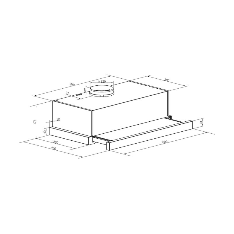 Máy hút mùi âm tủ Binova BI-26-GT-060