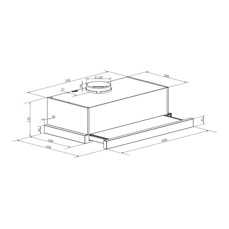 Máy hút mùi âm tủ Binova BI-28-GT-060