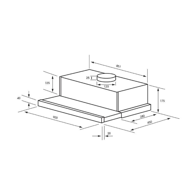 Máy hút mùi âm tủ Binova BI-28-W-090